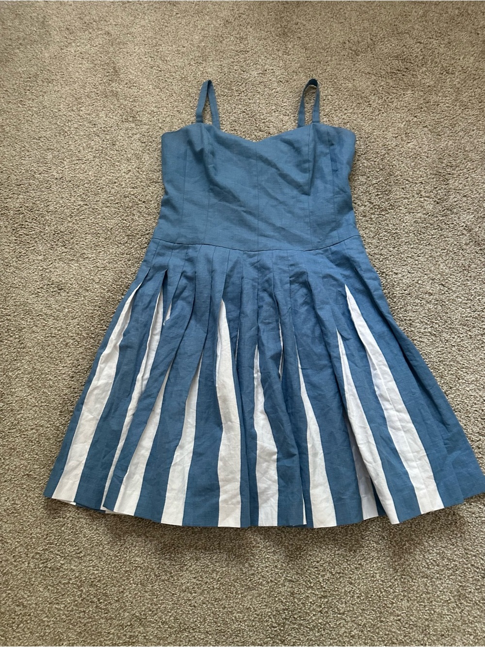 Boden Matilda Blue & White Pleated Linen Cotton Midi Dress Size M - Picture 3 of 10
